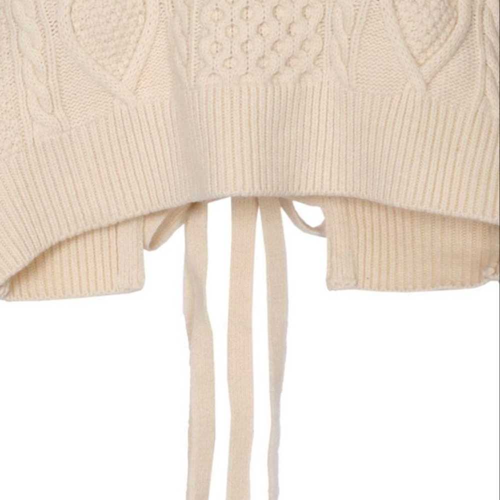AMERI Ameri VINTAGE ⭐︎ Ivory V-neck Cable Knit Sw… - image 5