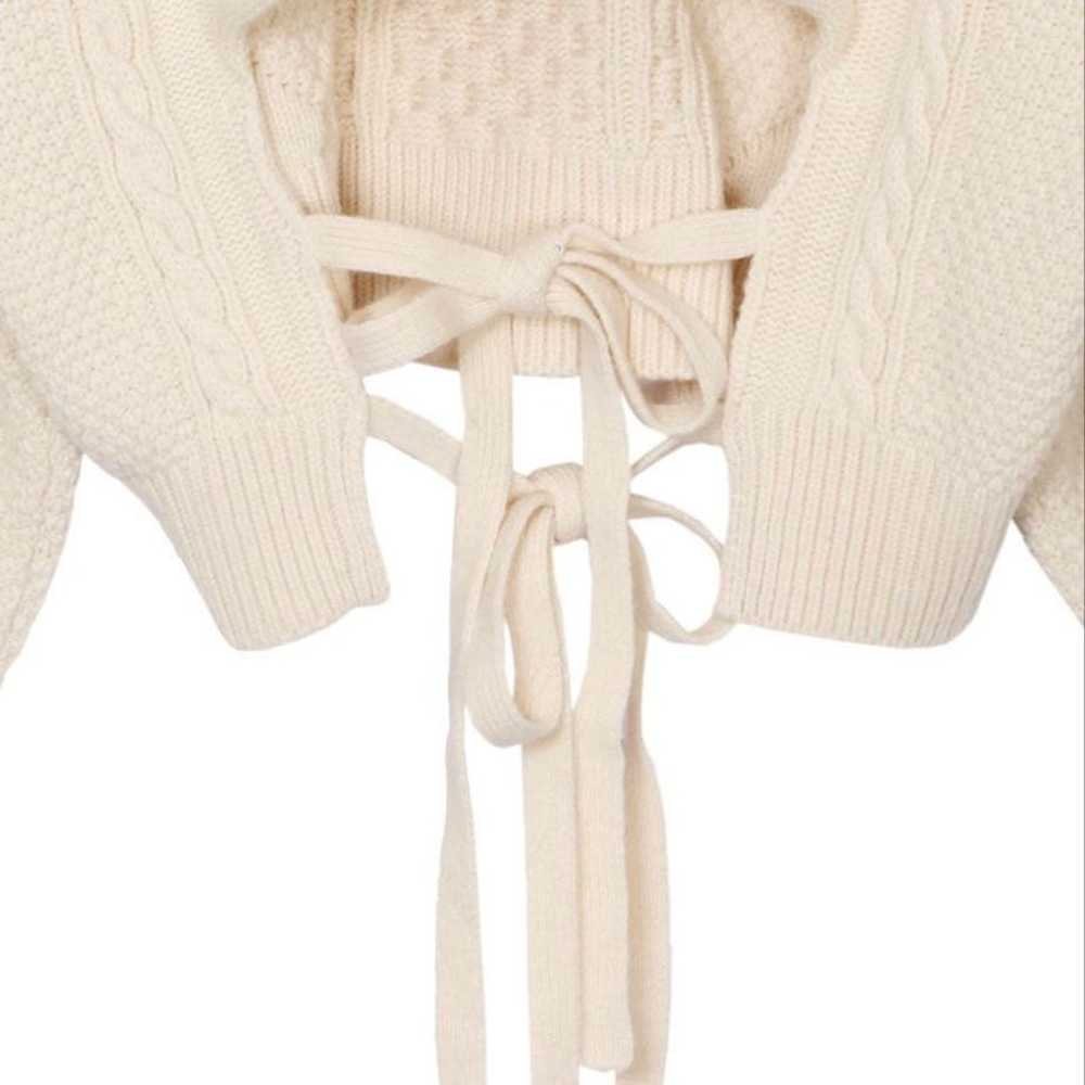 AMERI Ameri VINTAGE ⭐︎ Ivory V-neck Cable Knit Sw… - image 7