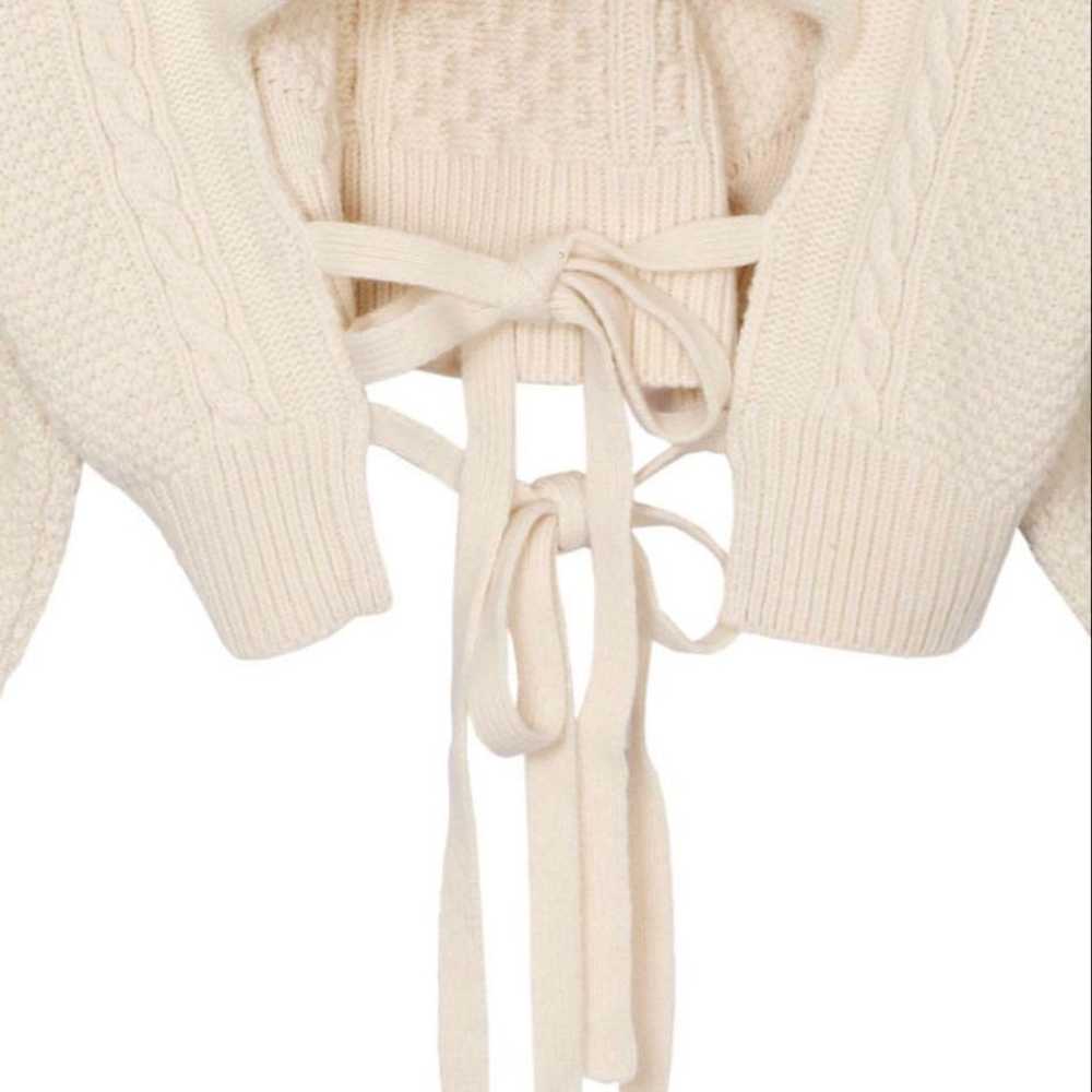 AMERI Ameri VINTAGE ⭐︎ Ivory V-neck Cable Knit Sw… - image 8