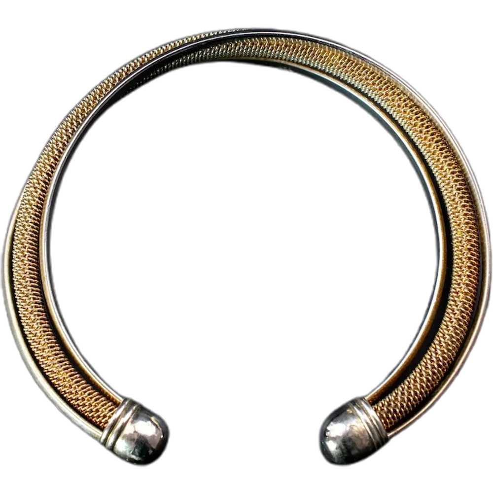Silver mesh open bangle, basic accent stack bangl… - image 1
