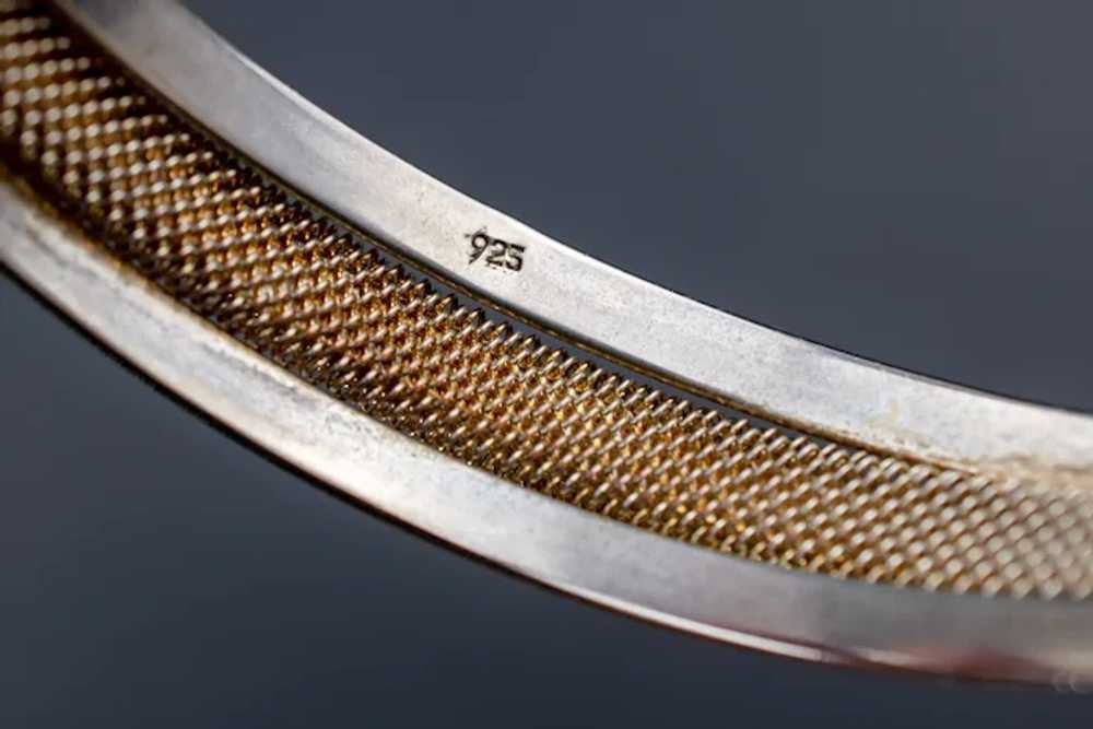 Silver mesh open bangle, basic accent stack bangl… - image 3