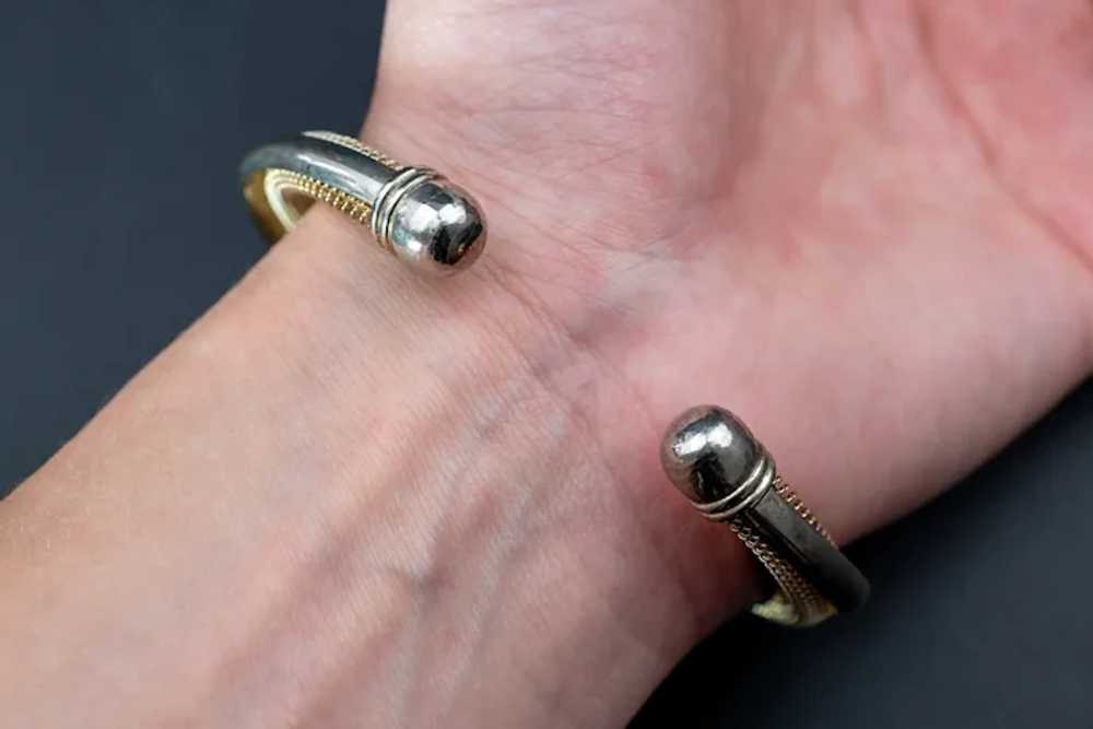 Silver mesh open bangle, basic accent stack bangl… - image 5