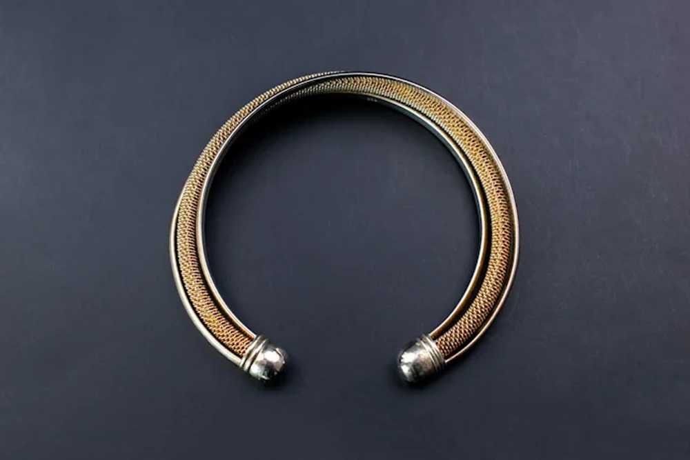 Silver mesh open bangle, basic accent stack bangl… - image 6