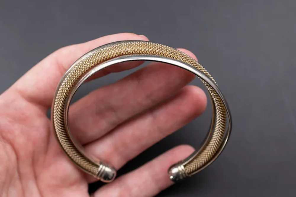 Silver mesh open bangle, basic accent stack bangl… - image 8