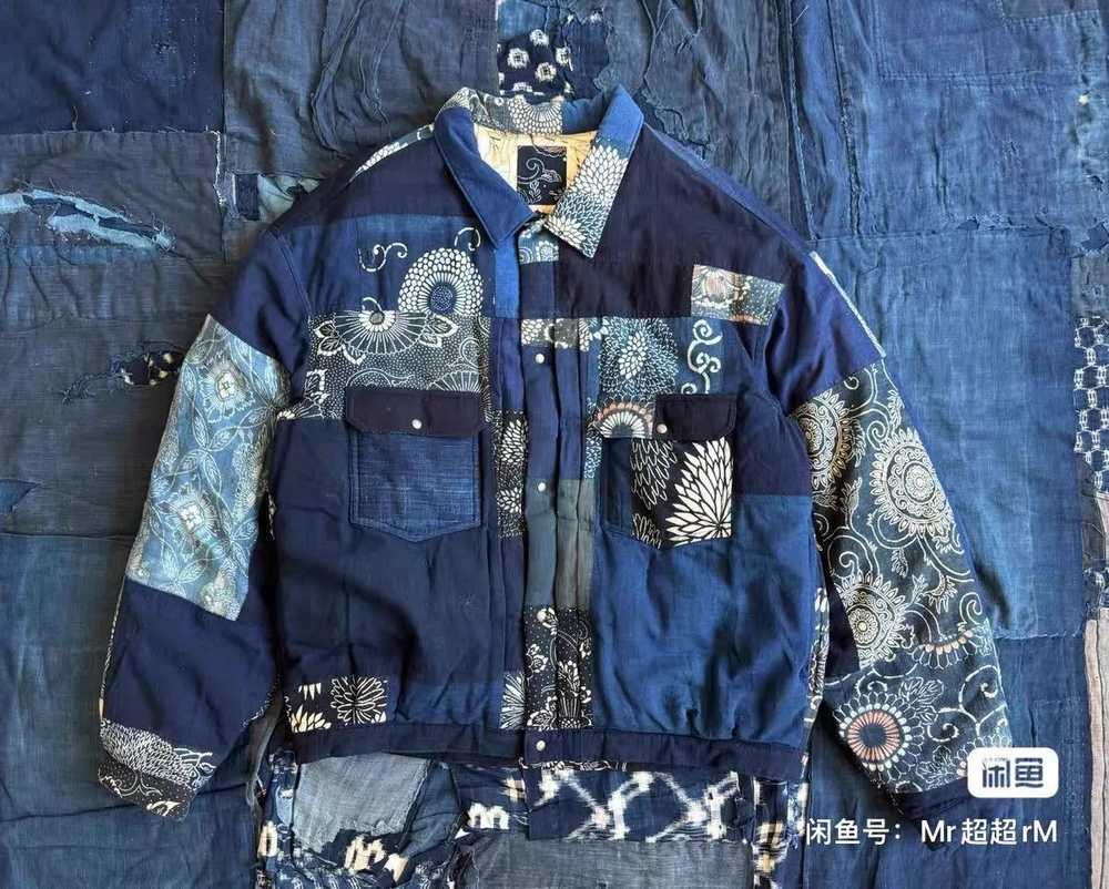 Visvim Blue Patchwork Collared Button-Up Jacket XL - image 1