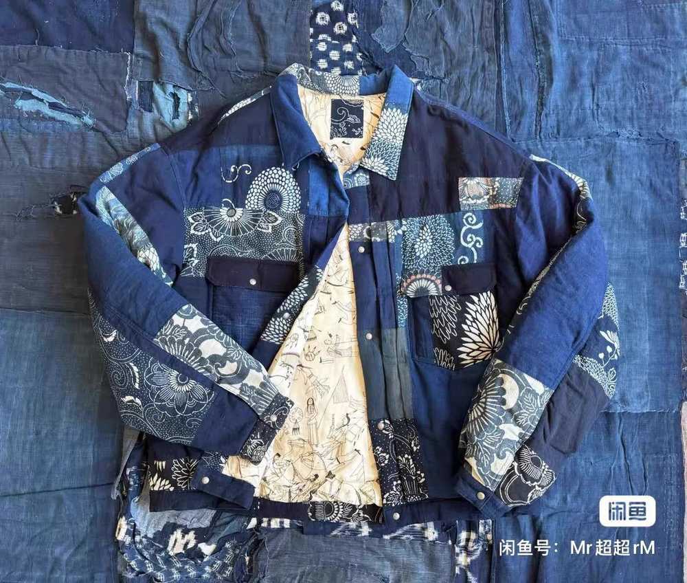 Visvim Blue Patchwork Collared Button-Up Jacket XL - image 2