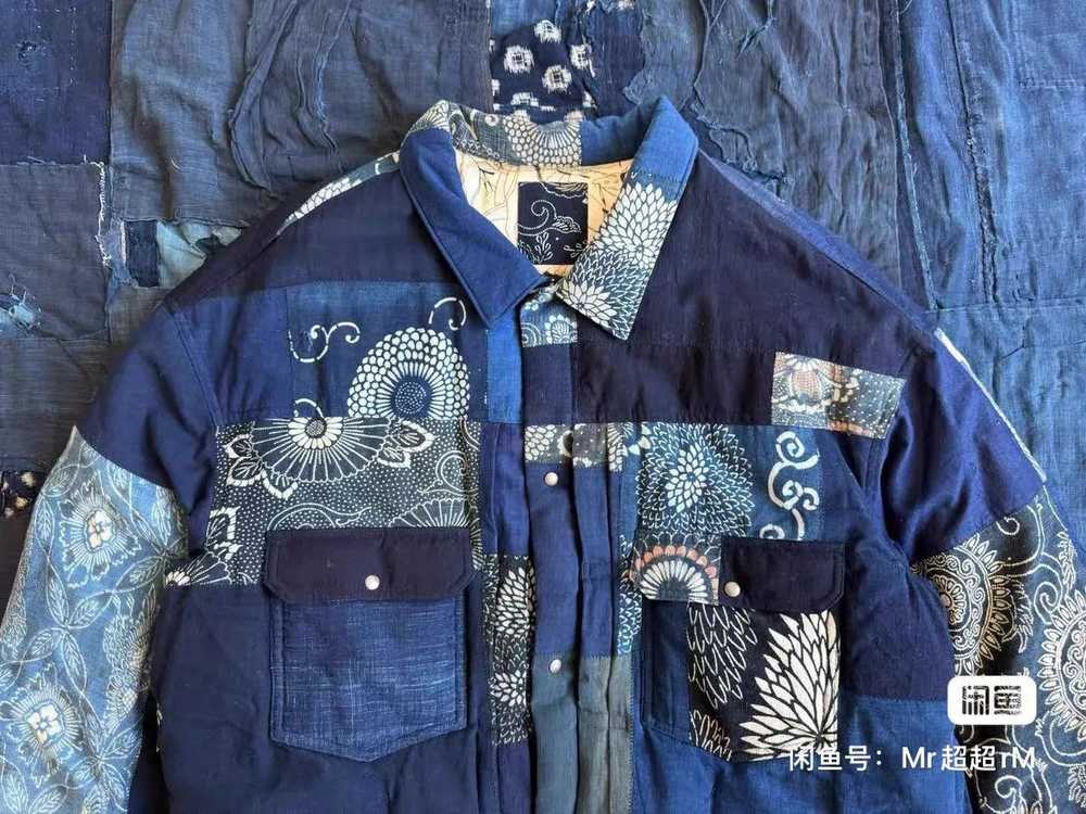 Visvim Blue Patchwork Collared Button-Up Jacket XL - image 4