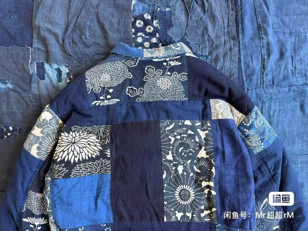 Visvim Blue Patchwork Collared Button-Up Jacket XL - image 5