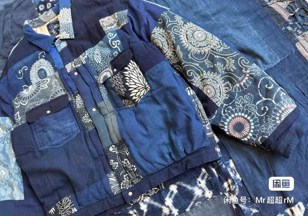 Visvim Blue Patchwork Collared Button-Up Jacket XL - image 6
