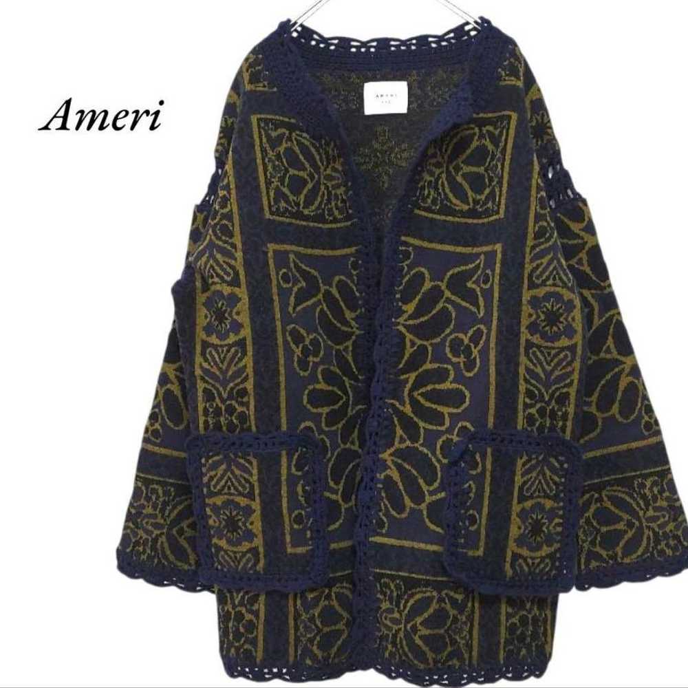 Ameri RUG PATTERN KNIT JACKET - Navy - Ameri - image 1