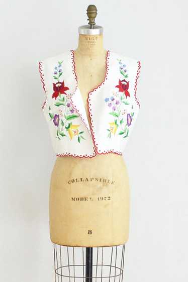 Vintage Hungarian Embroidered Vest / XS S - image 1