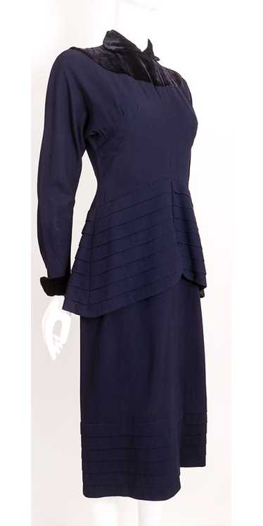 Amazing 1940s Velvet Accented Evening Dress
