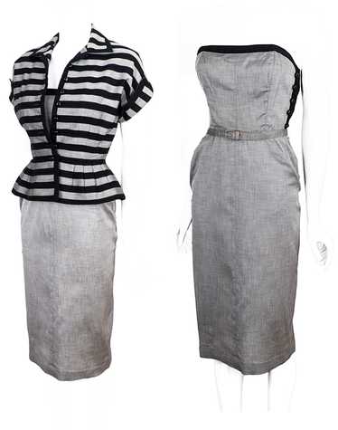 1950s Strapless Dress with Jacket - image 1