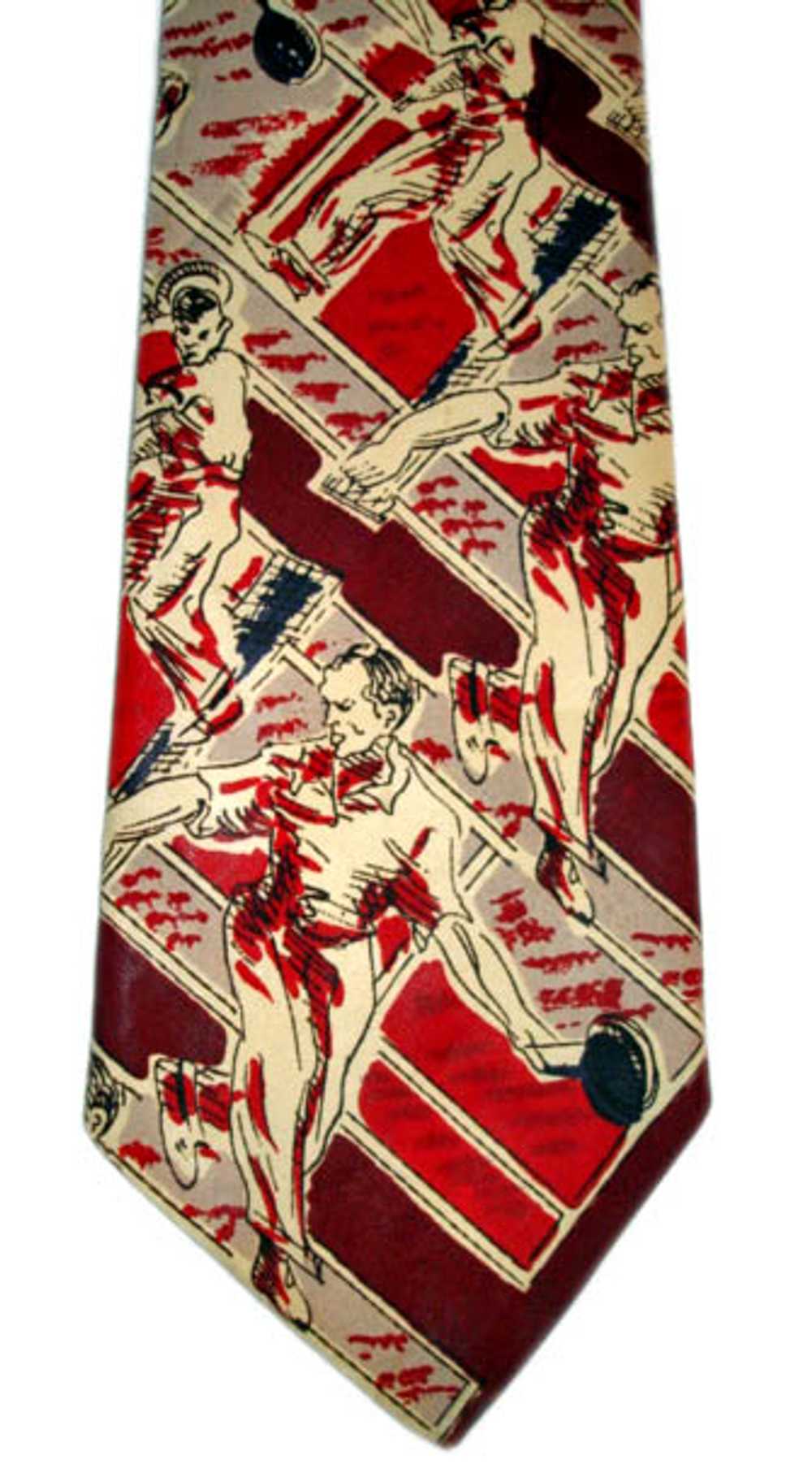 1940s Tennis Print Tie - image 2