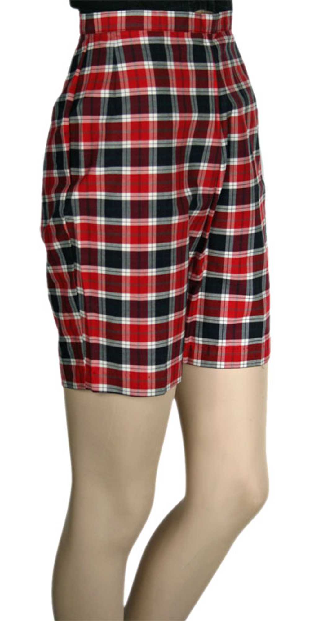 1950s Long Plaid Shorts - image 1