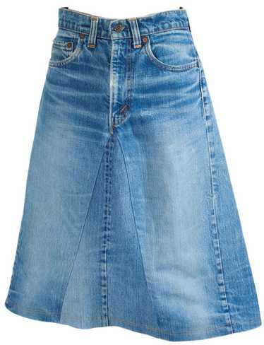 Genuine 1970s Handcrafted Hippie Jean Skirt