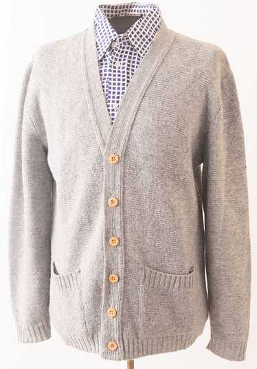 1960s Men's Gray Cardigan Sweater