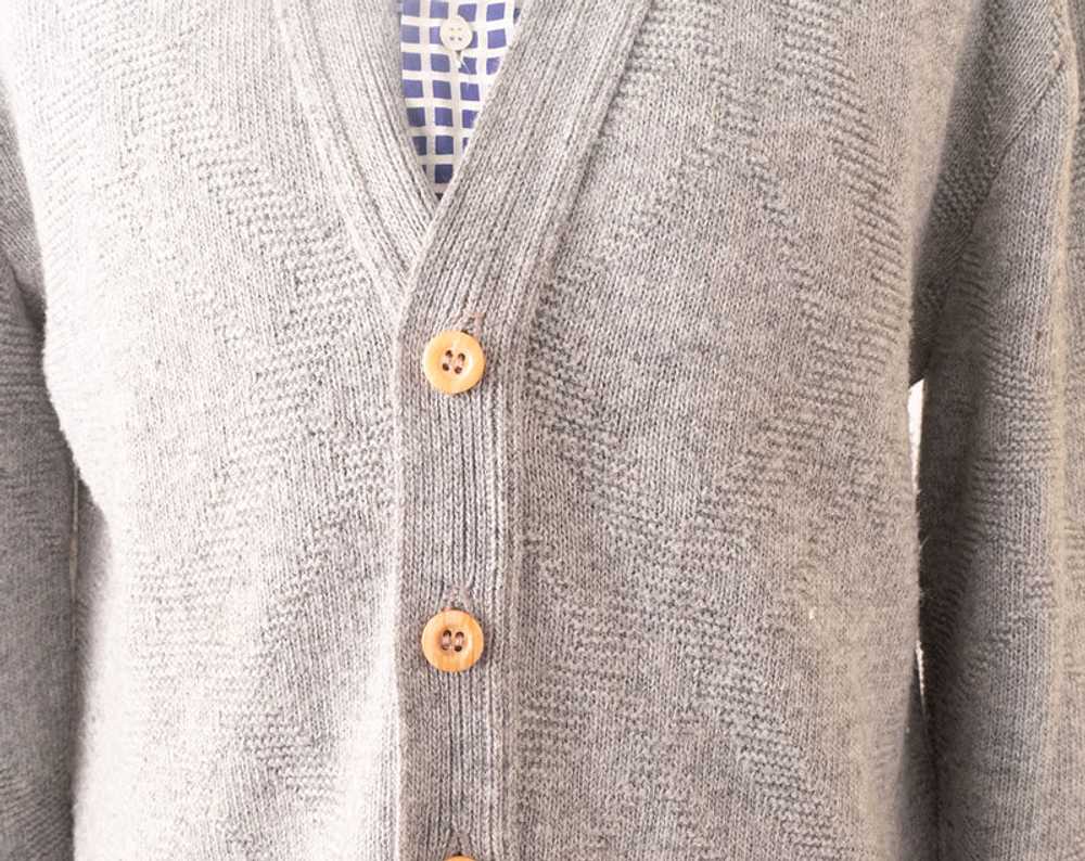 1960s Men's Gray Cardigan Sweater - image 2