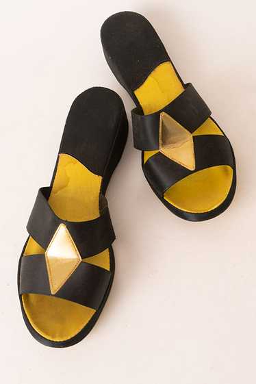 Sexy Black and Gold Boudoir Slippers