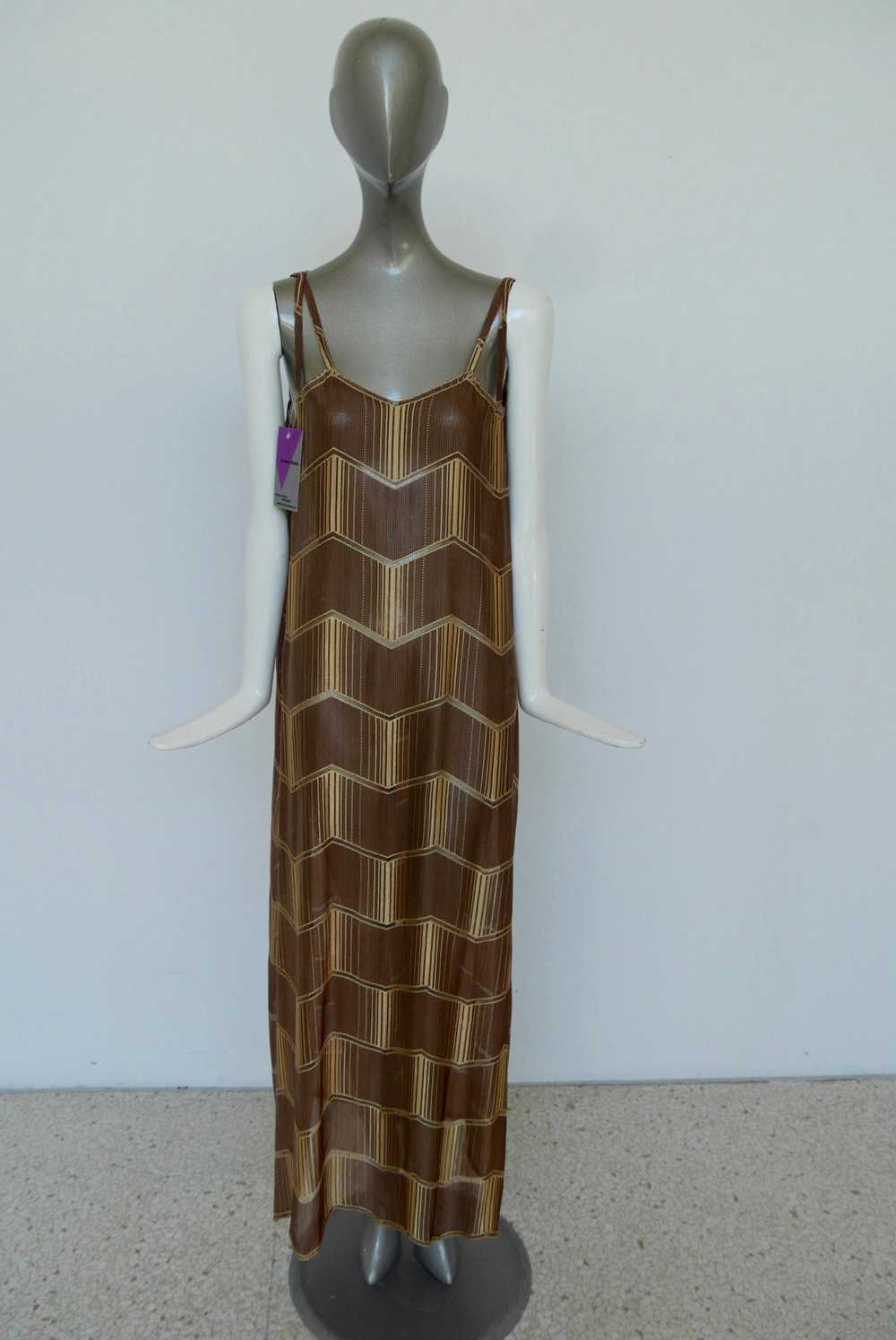 1930s art deco print maxi dress with batwing slee… - image 2