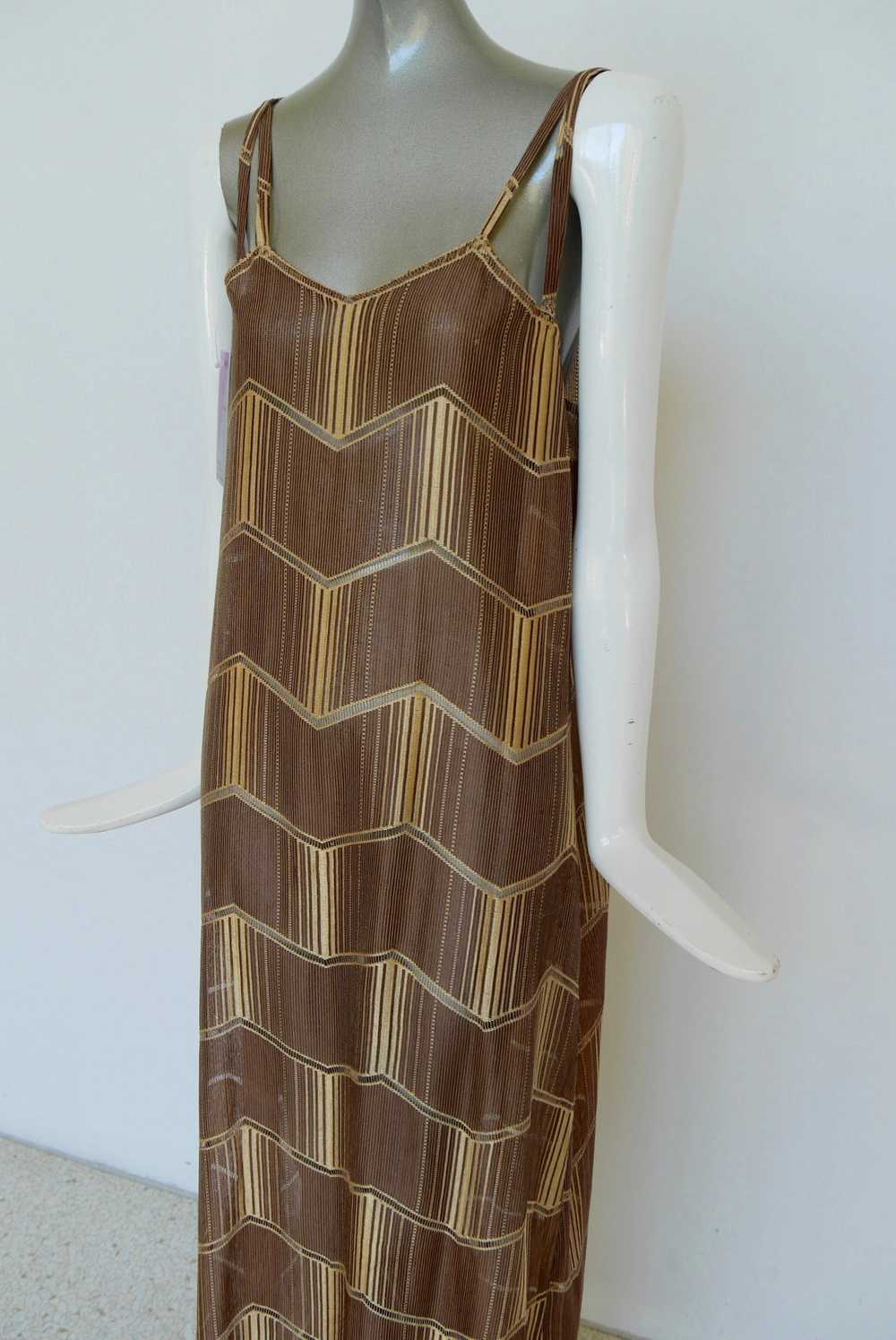 1930s art deco print maxi dress with batwing slee… - image 3