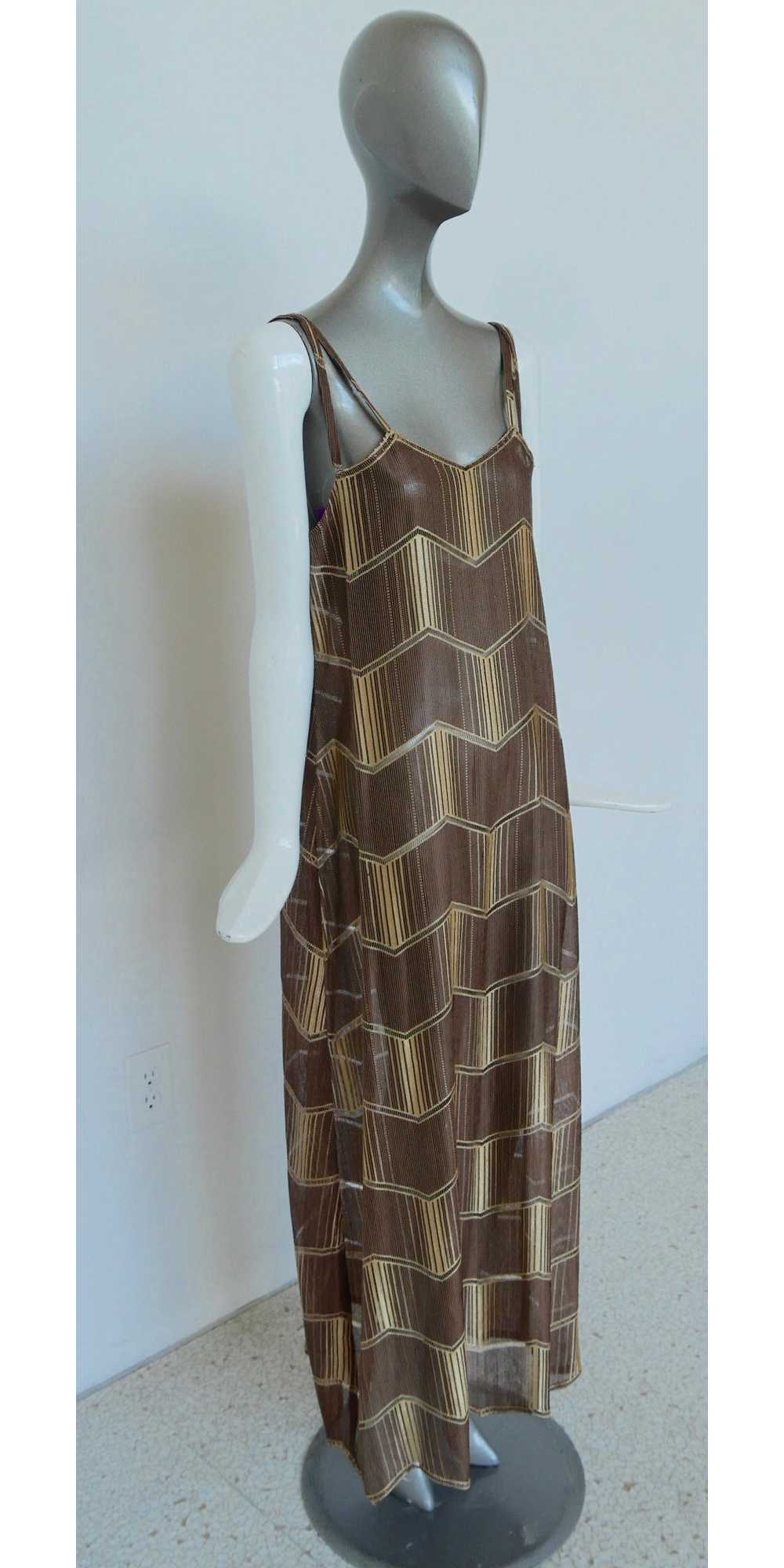 1930s art deco print maxi dress with batwing slee… - image 4