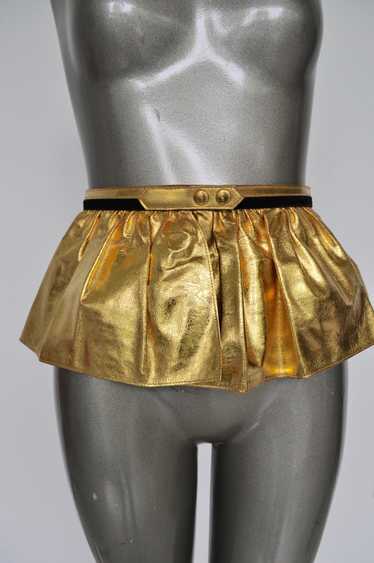 Fabulous 50s Gold Metallic Peplum Leather Belt. - image 1