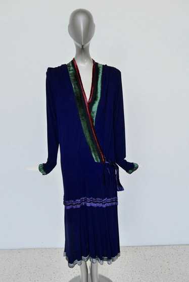 Janice Wainwright silcrepe flapper style dress 19… - image 1
