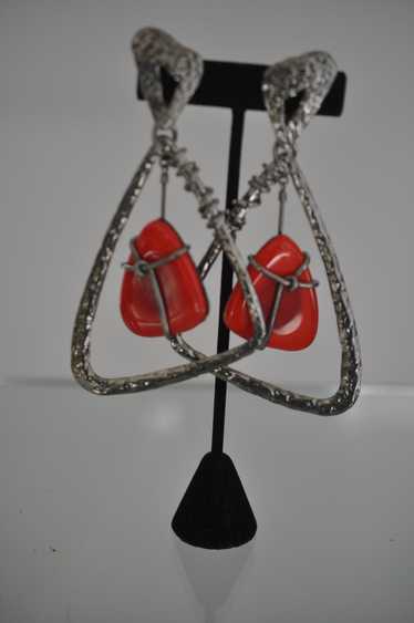 Jean Paul Gaultier huge pendant earrings abstract 