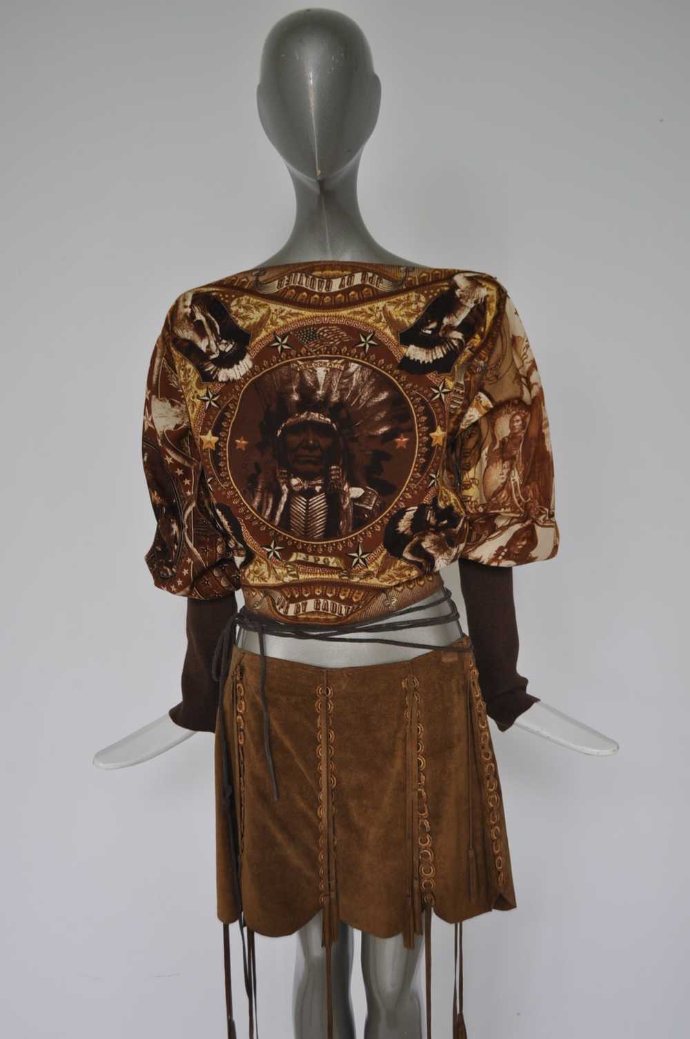 Jean Paul Gaultier top with Sheriff and indian pr… - image 1