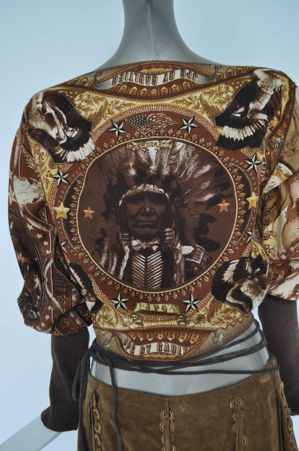 Jean Paul Gaultier top with Sheriff and indian pr… - image 2