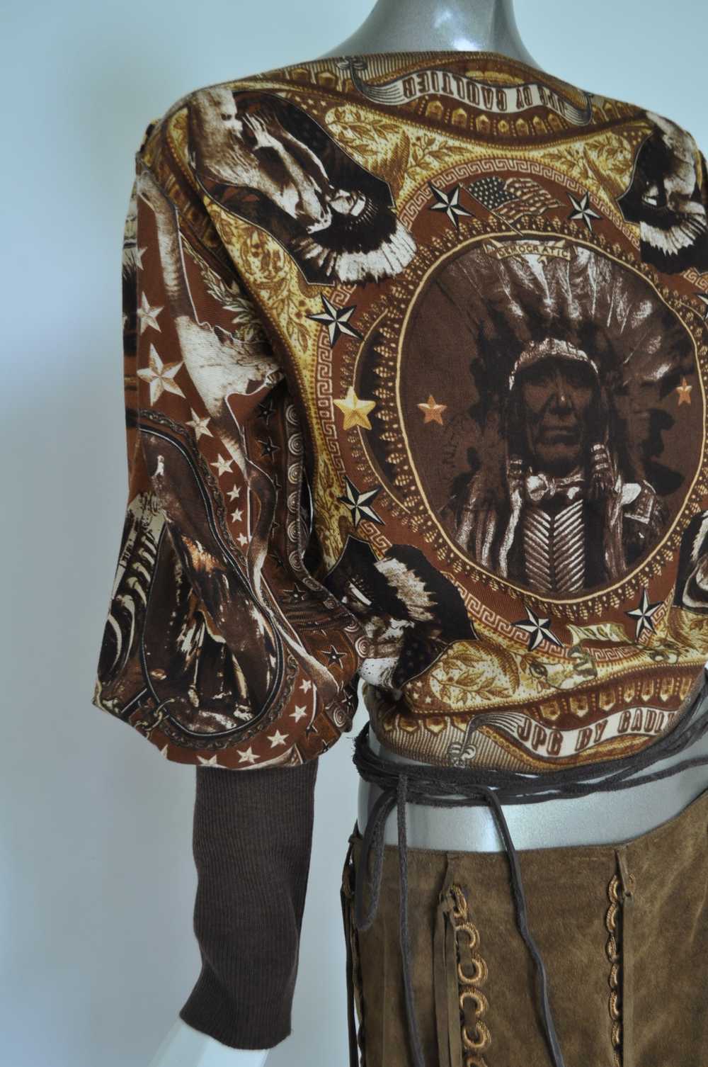Jean Paul Gaultier top with Sheriff and indian pr… - image 5