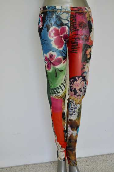 John Galliano sheer leggings with floral print lat