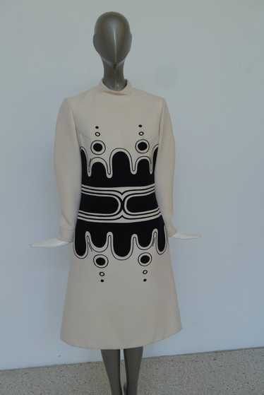 Louis Feraud mod dress 1960s great graphic print