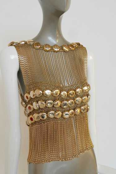 Loris Azzaro chained top rare design gold tone cha