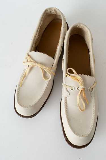 Vintage White Leather Moccasins