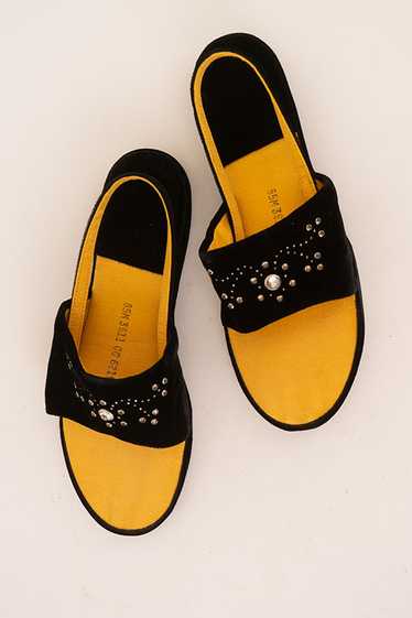 Black Velvet Jeweled Slippers - image 1