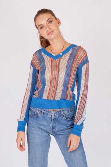 Missoni 70's open weave rainbow knit - image 1