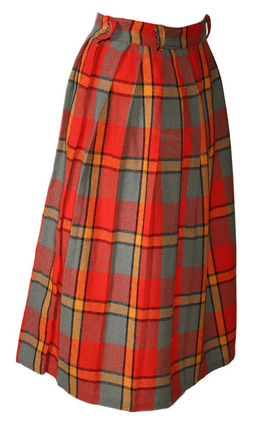 1950s Plaid Wool Skirt - image 2