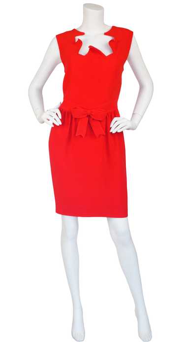 Moschino Couture 1990s Red Crêpe Bow Cocktail Dres