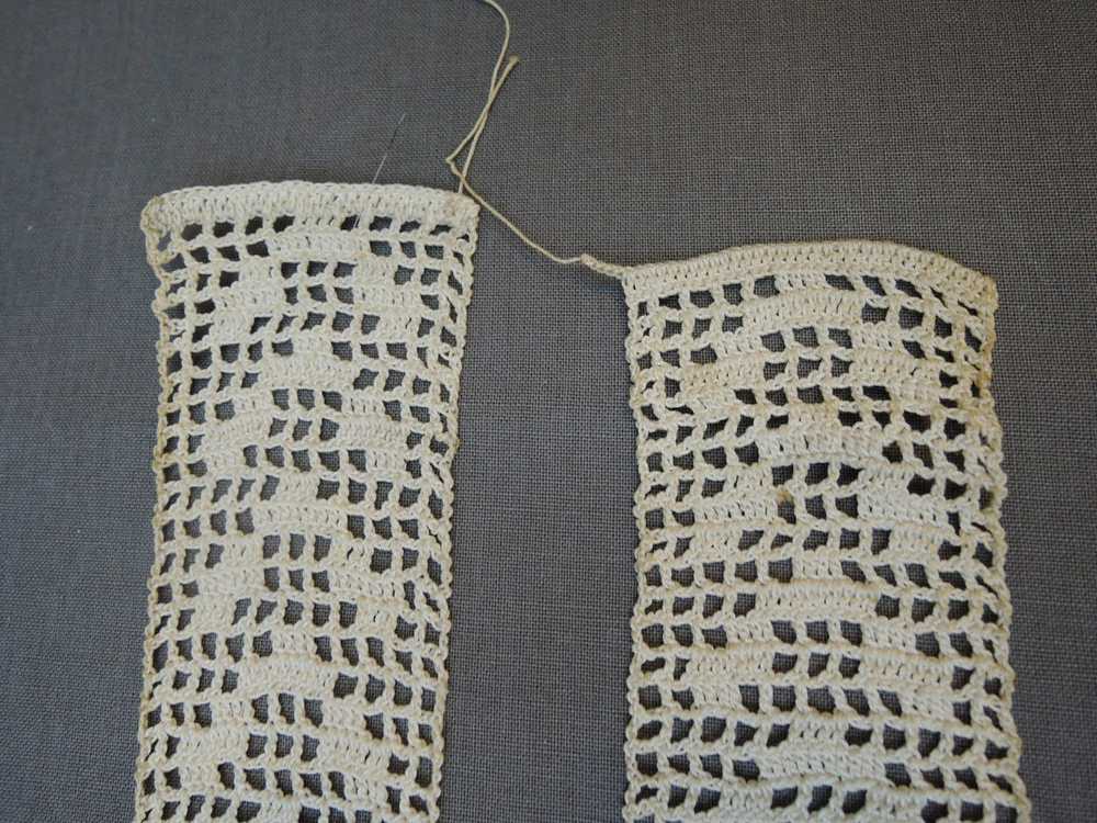 2 Antique Crochet Lace Trim Pieces, Handmade 20 i… - image 3