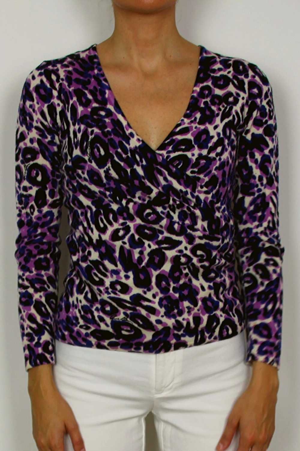 Anne Klein animal print wrap top - image 2