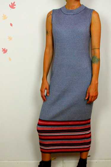 Ashley Stewart sleeveless knit dress with striped 