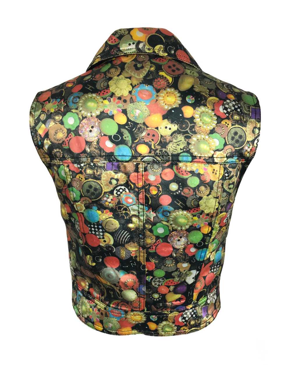 Moschino Rare 'Buttons' Print 1990s Cropped Vest … - image 2