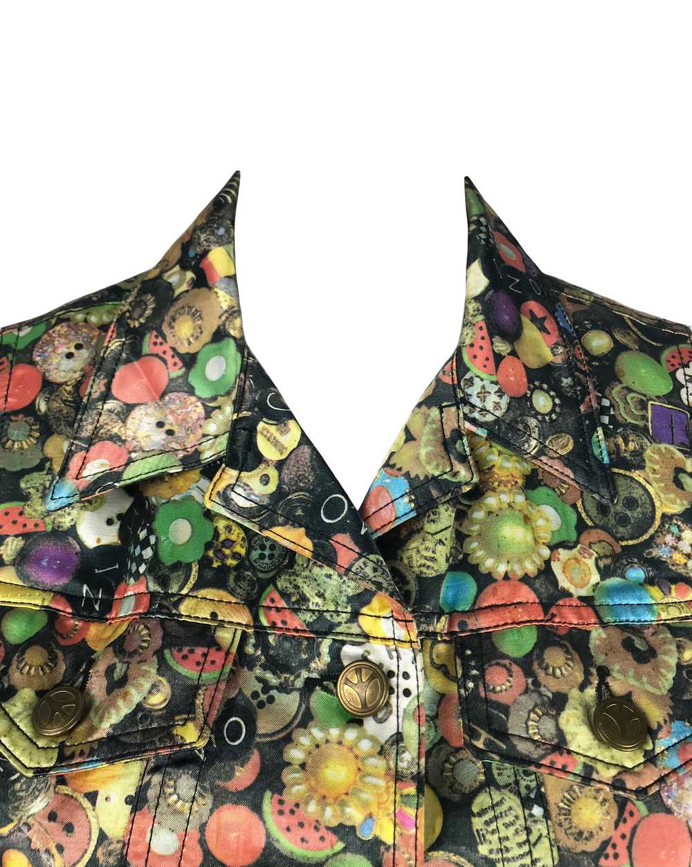 Moschino Rare 'Buttons' Print 1990s Cropped Vest … - image 6