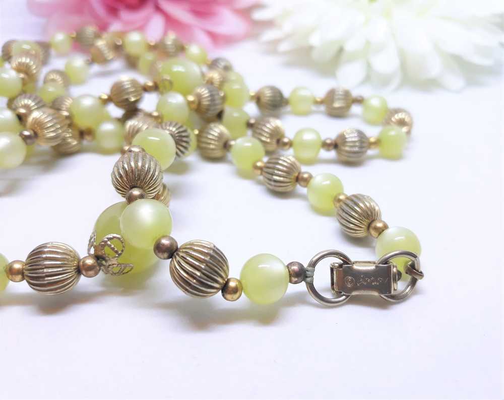 Coro Light Green and Gold Beads, Inlay Necklace - image 2