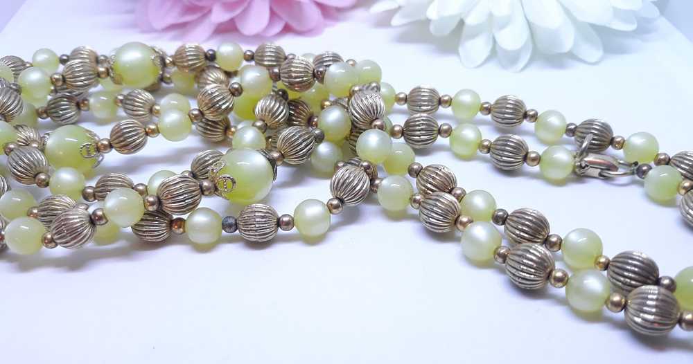 Coro Light Green and Gold Beads, Inlay Necklace - image 4
