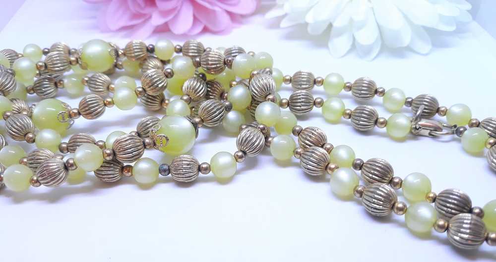 Coro Light Green and Gold Beads, Inlay Necklace - image 5