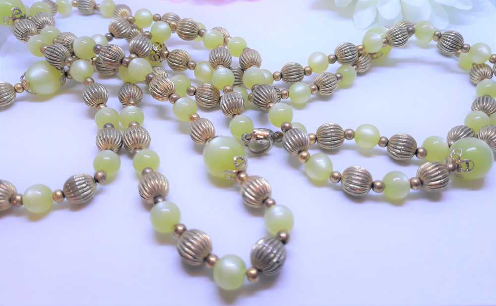 Coro Light Green and Gold Beads, Inlay Necklace - image 6