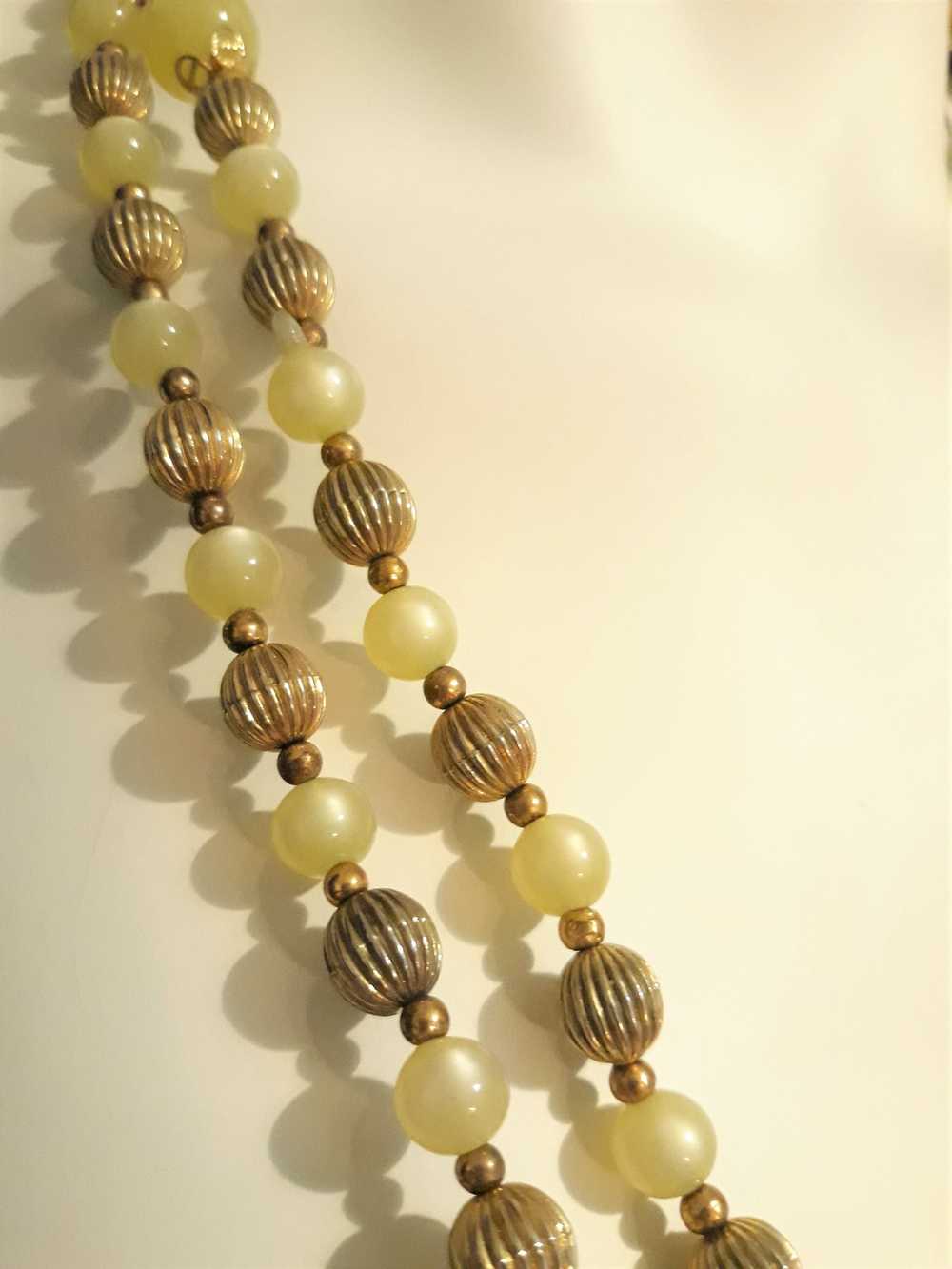 Coro Light Green and Gold Beads, Inlay Necklace - image 7